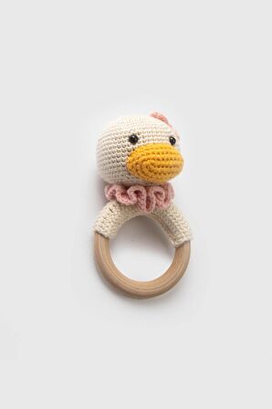 Amigurumi Ördek Çıngırak Krem