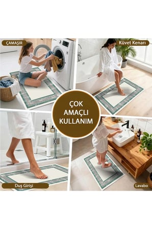 Banyo Paspası, Yumuşak Banyo Halısı, Kaymaz Dot Tabanlı, Yıkanabilir - 60x100