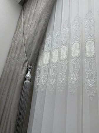 NİVEMESHOME 2533-2  İRİS  GÜMÜŞ 1/3  PİLELİ TÜL PERDE APM