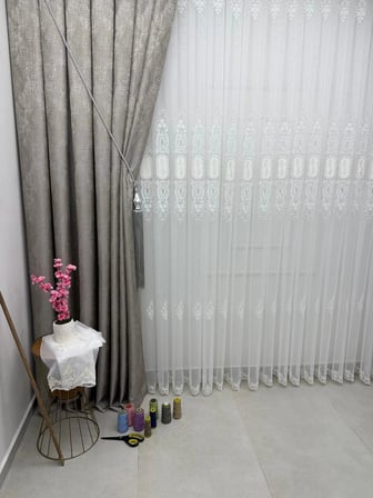 NİVEMESHOME 2533-2  İRİS  GÜMÜŞ 1/3  PİLELİ TÜL PERDE APM