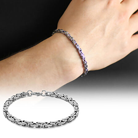 Silver Renk Kalınlık 5 mm 317L Çelik Kral Bileklik