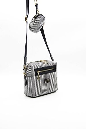 Silver Polo  Kadın Çapraz Çanta 1038-37831 SILVER POLO ÇAPRAZ Kadın ÇANTASI M132 SİYAH BEYAZ-MAT SİYAH