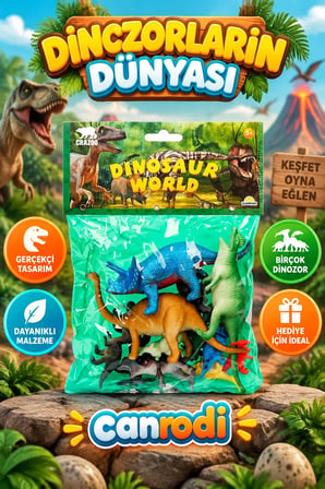 Dinozor Figürlü Hayvan Oyun Seti Orta Boy – Poşetli, 3 Farklı Model