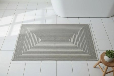 Pamuklu Kaymaz Taban Dikdörtgen Banyo Paspası – Yüksek Emici Pamuk Dokuma Halısı- Banyo Kilimi