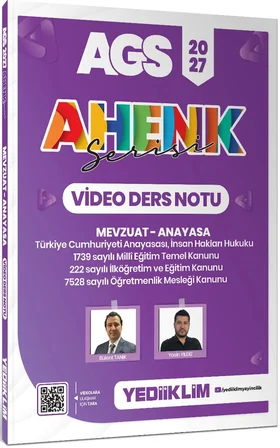 Yediiklim 2027 AGS Ahenk Serisi Mevzuat Anayasa Video Ders Notu ve Soru Bankası Seti