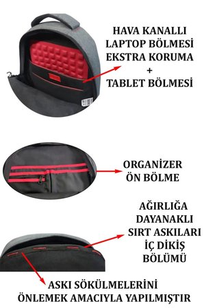 SEVİNÇ ÇANTA Unisex Su Geçirmez Kumaş Büyük Boy Çok Gözlü Okul Ve Seyahat Sırt Çantası