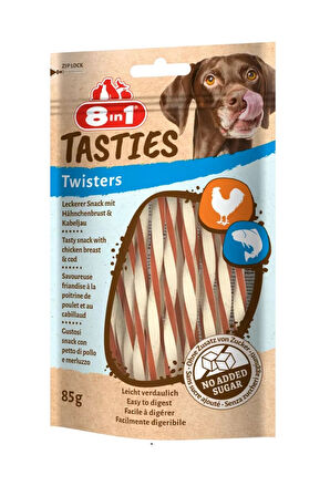 8in1 Tasties Twisters Tavuk ve Balıklı Köpek Ödülü 85 Gr.