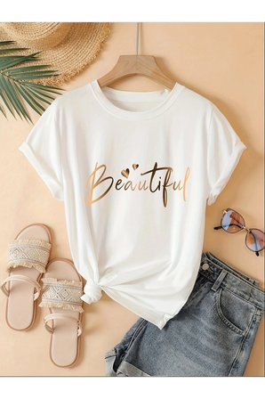 Unisex Beautiful Baskılı Tasarım Tshirt