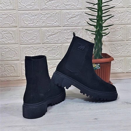 M.P 2744 Siyah Süet İçi Polar Tüylü Bilekten Lastikli Kadın Bot