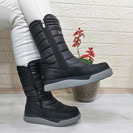 Benetton 50027 Siyah İçi Kürklü Fermuarlı Kaymaz Kadın Kar Botu