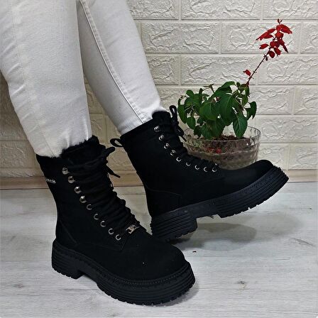 Pierre Cardin 52418 Siyah Süet İçi Kürklü Kaymaz Kadın Bot