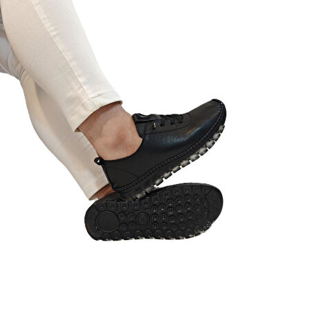 Voyager 9050 Siyah Hakiki Deri Şeffaf Taban Kadın Ayakkabı