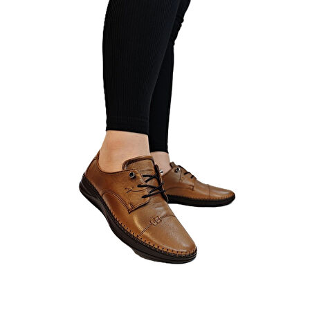 Voyager 9523 Taba Hakiki Deri Kadın Ayakkabı