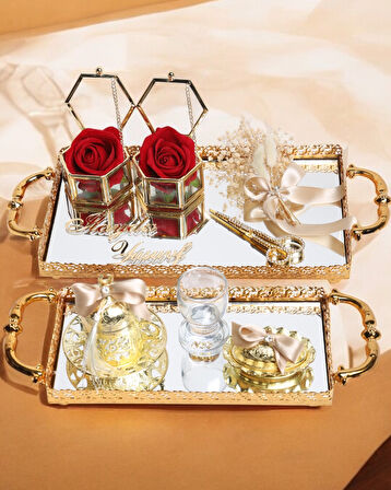 Affection Dantelli Gold Söz Nişan Tepsisi