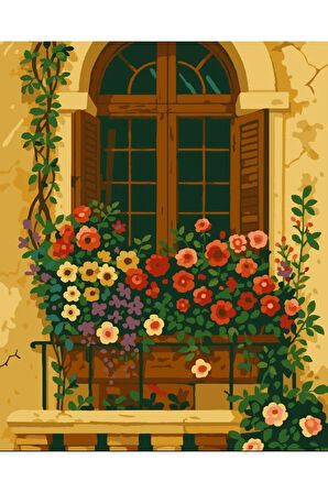 Sayılarla Boyama Seti 40x50 Cm (Çıtalı) Fırça Boya Dahil Numaralı Tuval Gizemli Pencere