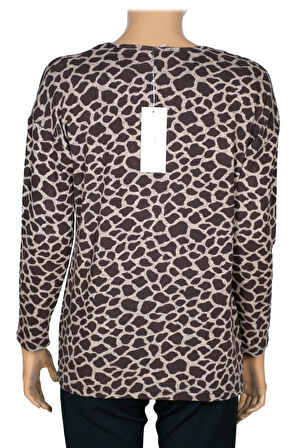 Barem Kadın Lina Büyük Beden Kışlık V Yaka Yumoş Kahve Bluz D09