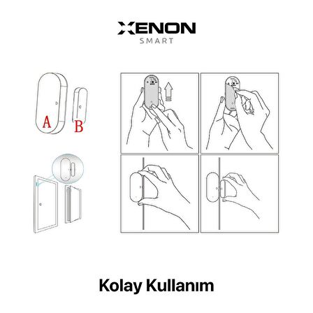 Xenon Smart Akıllı Kapı ve Pencere Sensörü,Wi-Fi +Bluetooth Destekli