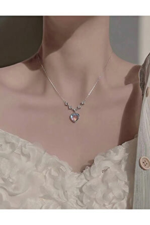 Gümüş Silver Kalp Kanat Kolye