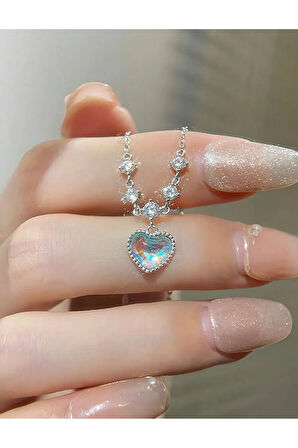 Gümüş Silver Kalp Kanat Kolye