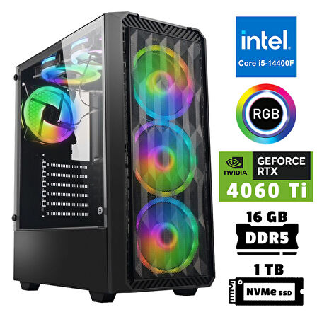 Xaser Xsr951 i5 14400F 16GB DDR5 Ram 1TB M.2 NVMe SSD 8GB RTX4060 Ti Masaüstü Oyuncu Bilgisayarı