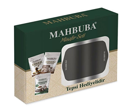 Mahbuba Kahve Misafir Seti Kahve Tepsi Hediyeli (Dibek, Menengiç ve Osmanlı Kahvesi - 3x150 Gr)