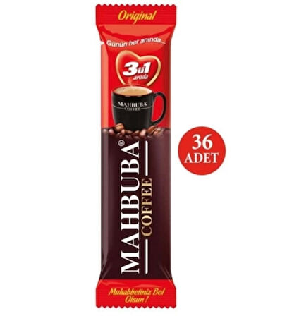 Mahbuba 3ü1 Arada Kavanoz Kahve Bardak Hediyeli 36 x 18 Gr + Renkli Kupa