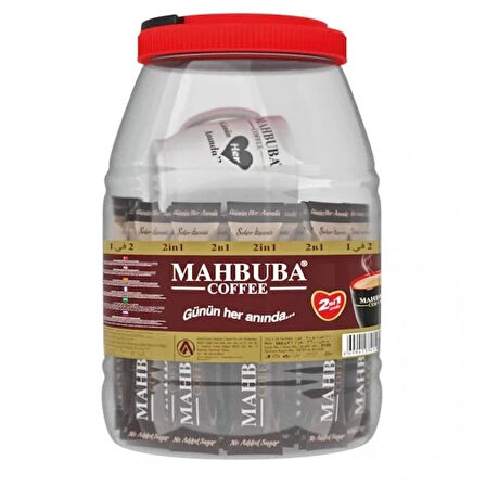 Mahbuba Coffee 2si1 Arada Şekersiz Hazır Kahve Kavanoz 36x10gr + Renkli Kupa Hediyeli