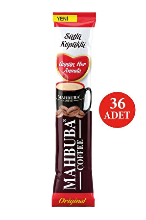 Mahbuba Coffee 3ü1 AradaSütlü Köpüklü Kavanoz Kahve Bardak Hediyeli 36 x 18 GR + Renkli Kupa