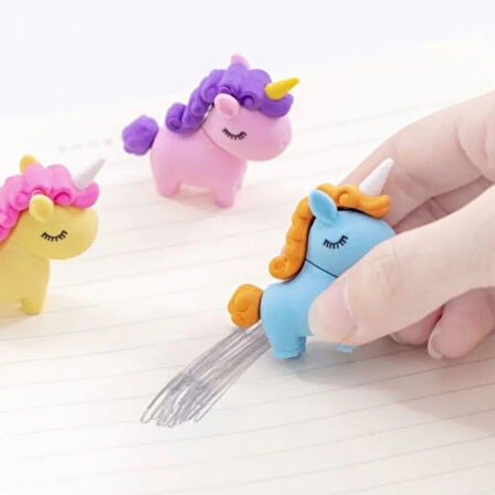 Sevimli Unicorn Silgi 3 Adet Best Friend Kolye