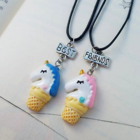Sevimli Unicorn Silgi 3 Adet Best Friend Kolye