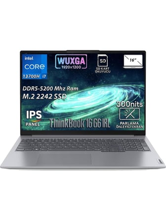 Lenovo Thınkbook 16 G6 Irl Intel Core I7-13700H 64 GB Ram 1 Tb SSD 16" Wuxga IPS Panel Windows 11 Pro 21KH00V1TR KN40