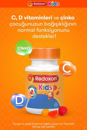 Redoxon Kids 60 Çiğnenebilir Gummy I Çocuklar için C Vitamini, D Vitamini ve Çinko İçeren Takviye Edici Gıda