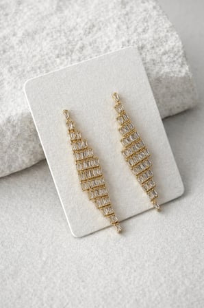 Çelik Gold Örme Baget Taşlı Pure Light Küpe -kararma yapmaz-
