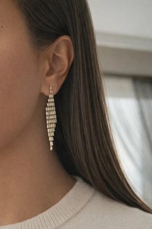 Çelik Gold Örme Baget Taşlı Pure Light Küpe -kararma yapmaz-