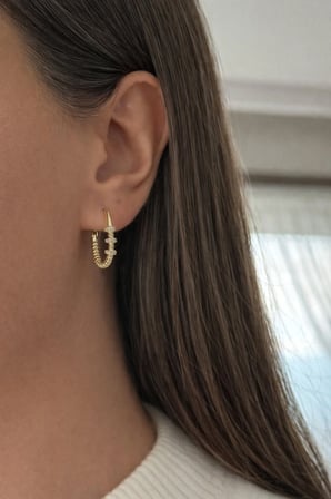 Çelik Gold Zarif Taşlı Kemik Model Oceane Küpe -kararma yapmaz-