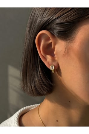 Çelik Gold Taşlı Zarif Minimal Stella Küpe -kararma yapmaz-