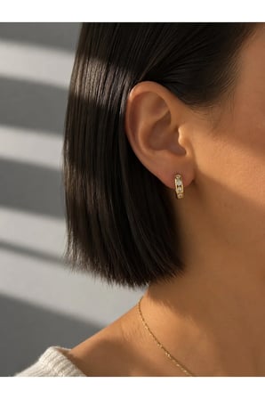 Çelik Gold Gömme Taşlı Zarif Minimal Ella Küpe -kararma yapmaz-