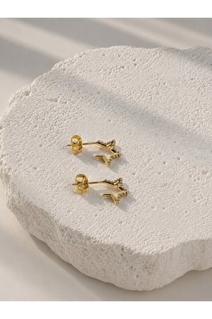 Çelik Gold Taşlı Mini Yıldız Bebek/Çocuk Küpesi -kararma yapmaz-
