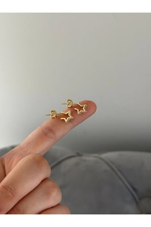 Çelik Gold Taşlı Mini Yıldız Bebek/Çocuk Küpesi -kararma yapmaz-