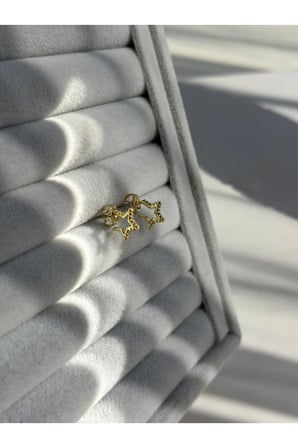 Çelik Gold Taşlı Mini Yıldız Bebek/Çocuk Küpesi -kararma yapmaz-