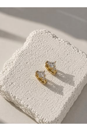 Çelik Gold Damla Taş Işıltılı Minimal Amira Halka Küpe -kararma yapmaz-