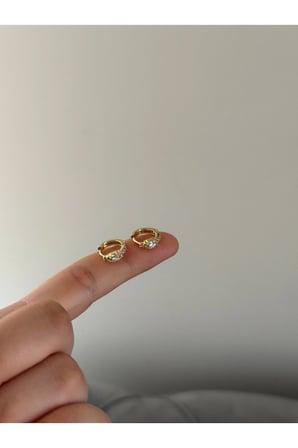 Çelik Gold Mini Baget Taşlı Antialerjik Bebek/Çocuk Küpesi -kararma