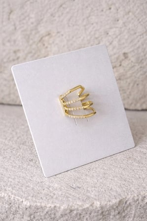 Gold 4 Sıra Görünümlü Zarif Taşlı Cecile Earcuff Kıkırdak Küpe -kararma yapmaz-