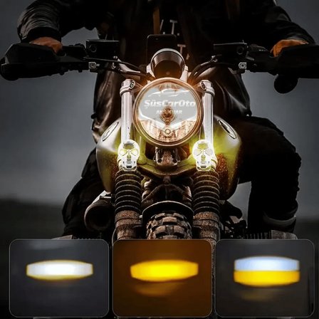 Universal Kurukafa Sis Farı Çakarlı Çift Renk Sarı-Beyaz 9-60V Kafatası Araç Motosiklet Off Road Led Lamba Delici Yayıcı Projektör 50W Metal Arazi Çalışma Lambası 1 Adet Siyah