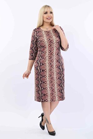 Desenli Cepli Büyük Beden Elbise 37C-2006