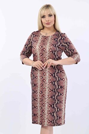 Desenli Cepli Büyük Beden Elbise 37C-2006