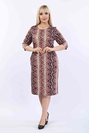 Desenli Cepli Büyük Beden Elbise 37C-2006