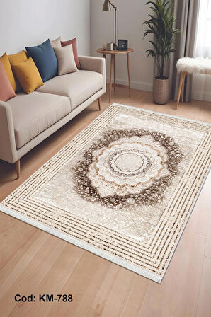 Pamuk Dokuma Taban Kaymaz Yıkanabilir Klasik Desenli  Salon Halısı Mutfak Halısı Koridor Halısı