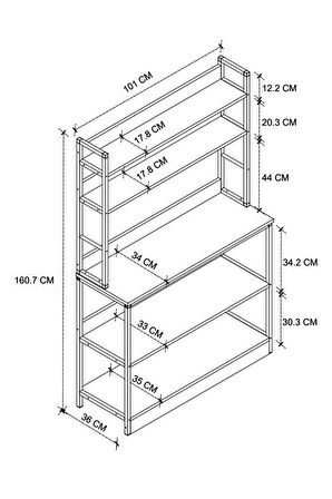 Mutfak Standı Bazalı 5 Raflı Kahve Köşesi Mutfak Rafı Mutfak Bangosu Mars