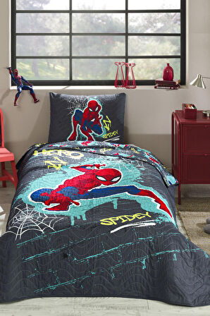 Özdilek Disney Ranforce Tek Kişilik Yatak Örtüsü Gri Spiderman Street